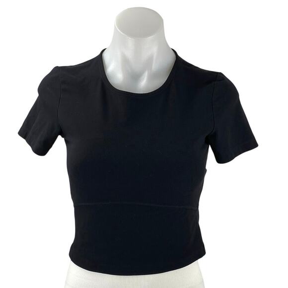 Aritzia TNA Action Women's Black Crewneck Short Sleeve Crop Tee T-shirt Top Sz S - Picture 1 of 4